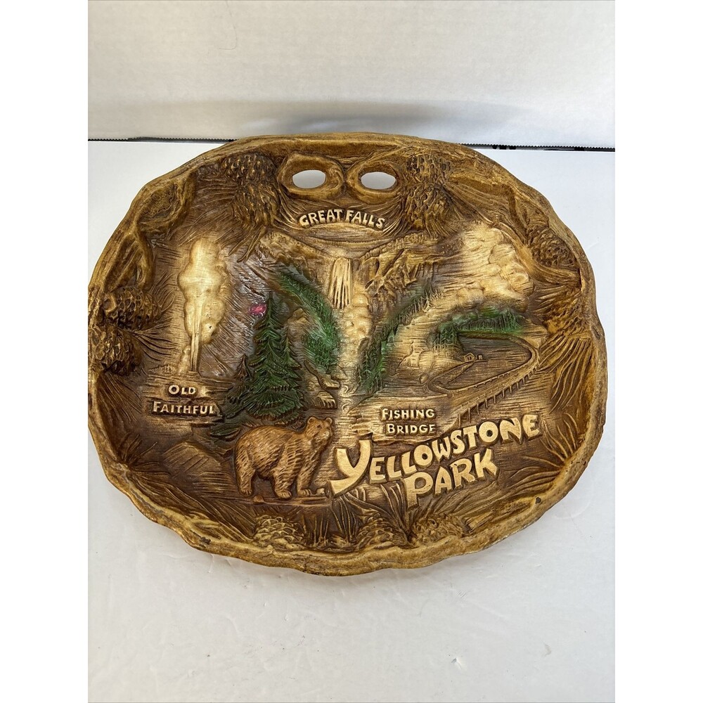 Vintage Taco Yellowstone Park Souvenir Decorative Plate Bowl 11.75”